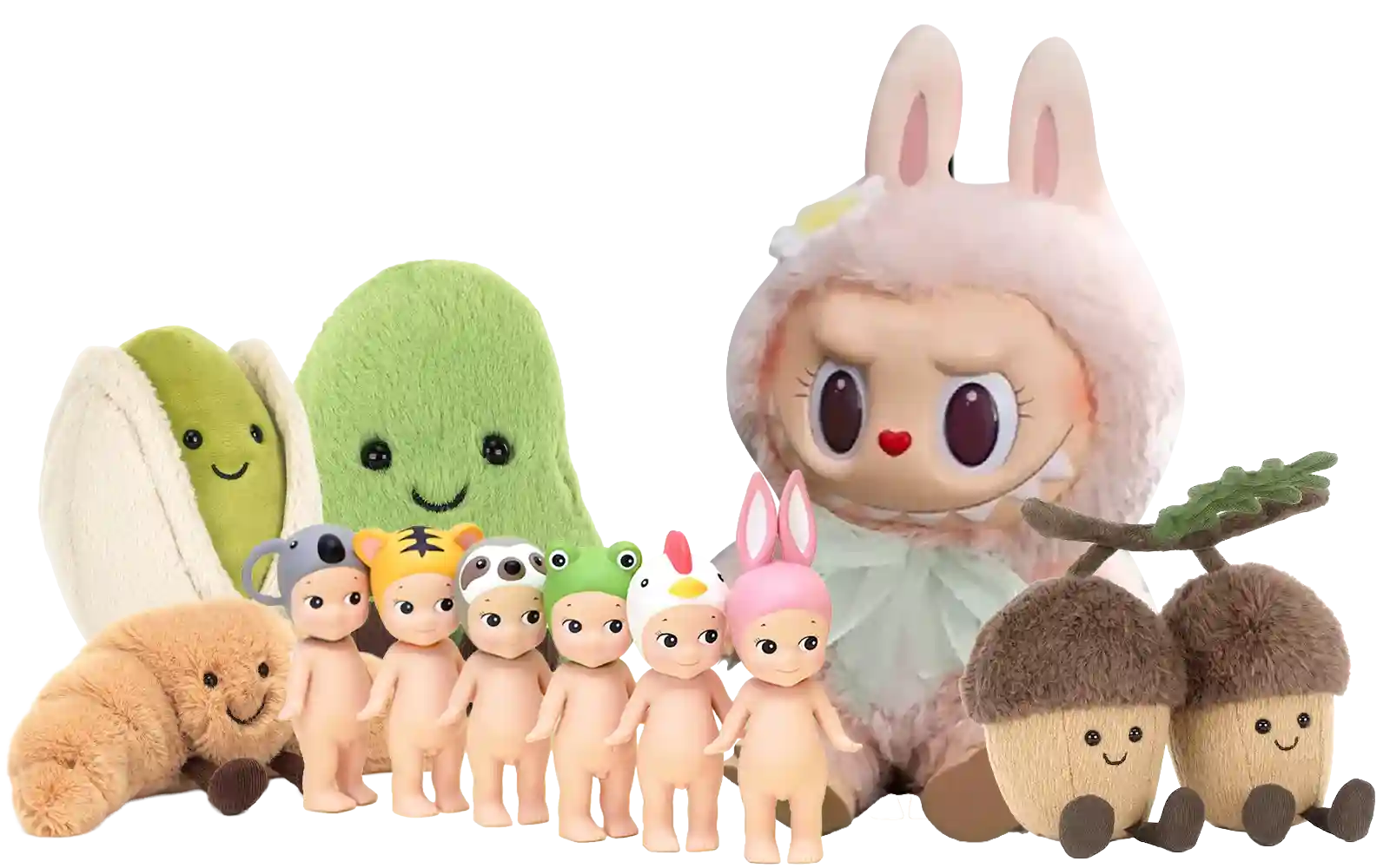 בובות האספנות של היום: Labubu, Sonny Angel בתחפושות חיות ופרטי Jellycat בצורת קרואסון, אפונה ואלונים