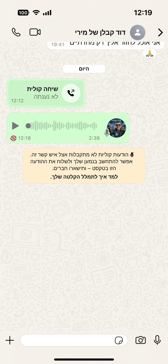צילום מסך: הודעה קולית שלא עברה